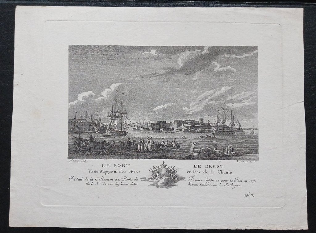 La Port de Brest gruvre A. Sunt naar N. Ozanne, Verzenden, Stadsgezicht, Gravure, Blanco verso