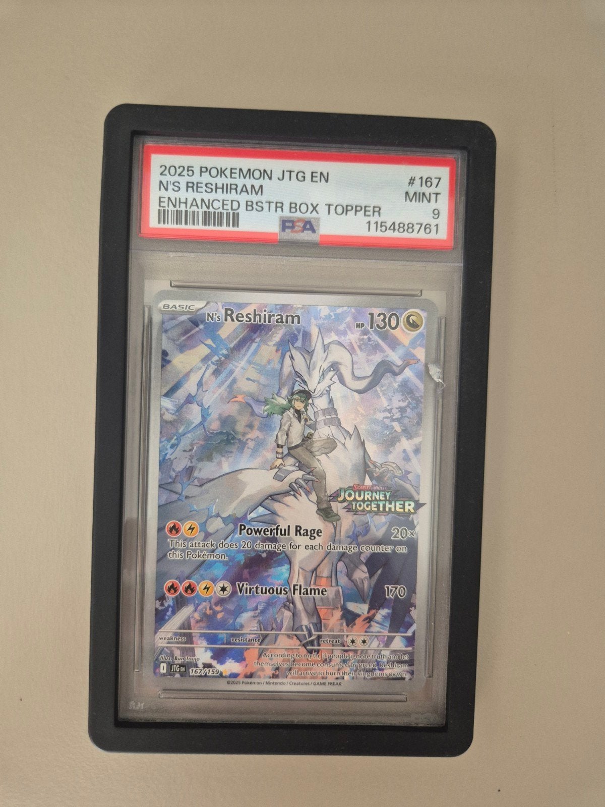 N's Reshiram 167 PSA 9 Mint Pokemon Kaart, Ophalen of Verzenden