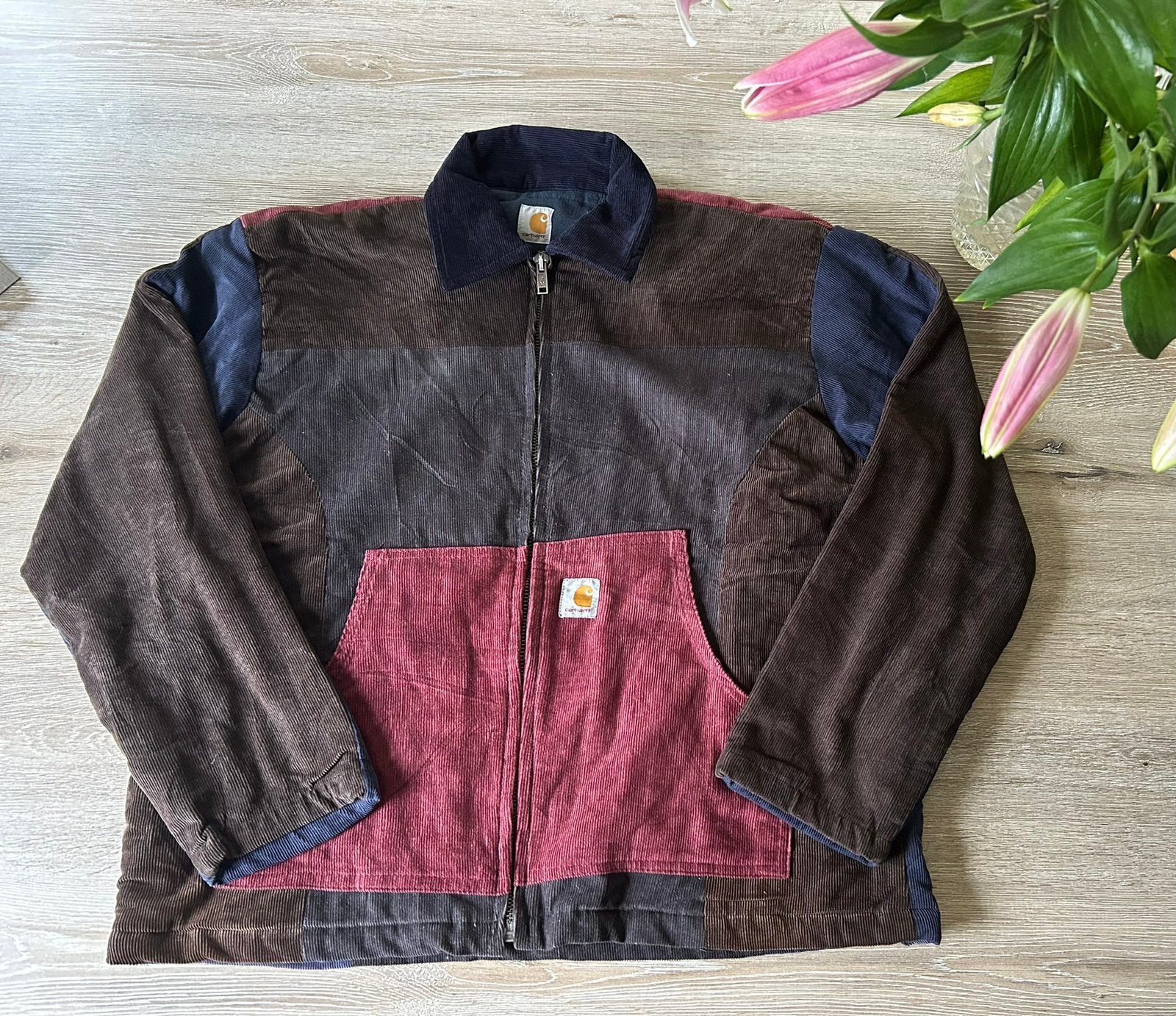 Carhartt Reworked Patchwork Corduroy Jas – Maat S, Verzenden, Zo goed als nieuw, Maat 46 (S) of kleiner, Meerkleurig