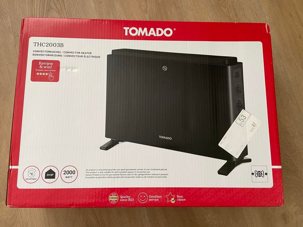 Tomado THC2003B Convectorkachel 2000W - Nieuw in doos, 30 tot 80 cm, Ophalen of Verzenden, 60 tot 150 cm, 800 watt of meer