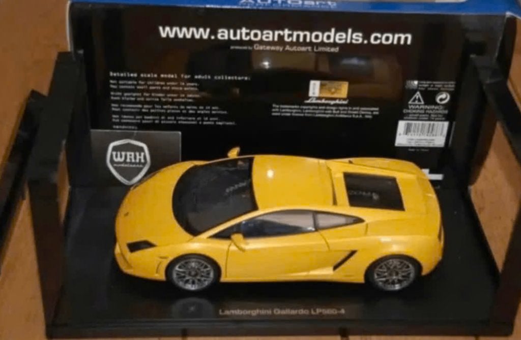 1:18 Lamborghini Gallardo giallo Autoart 74586 in doos WRH, Verzenden, Zo goed als nieuw, Auto, Autoart