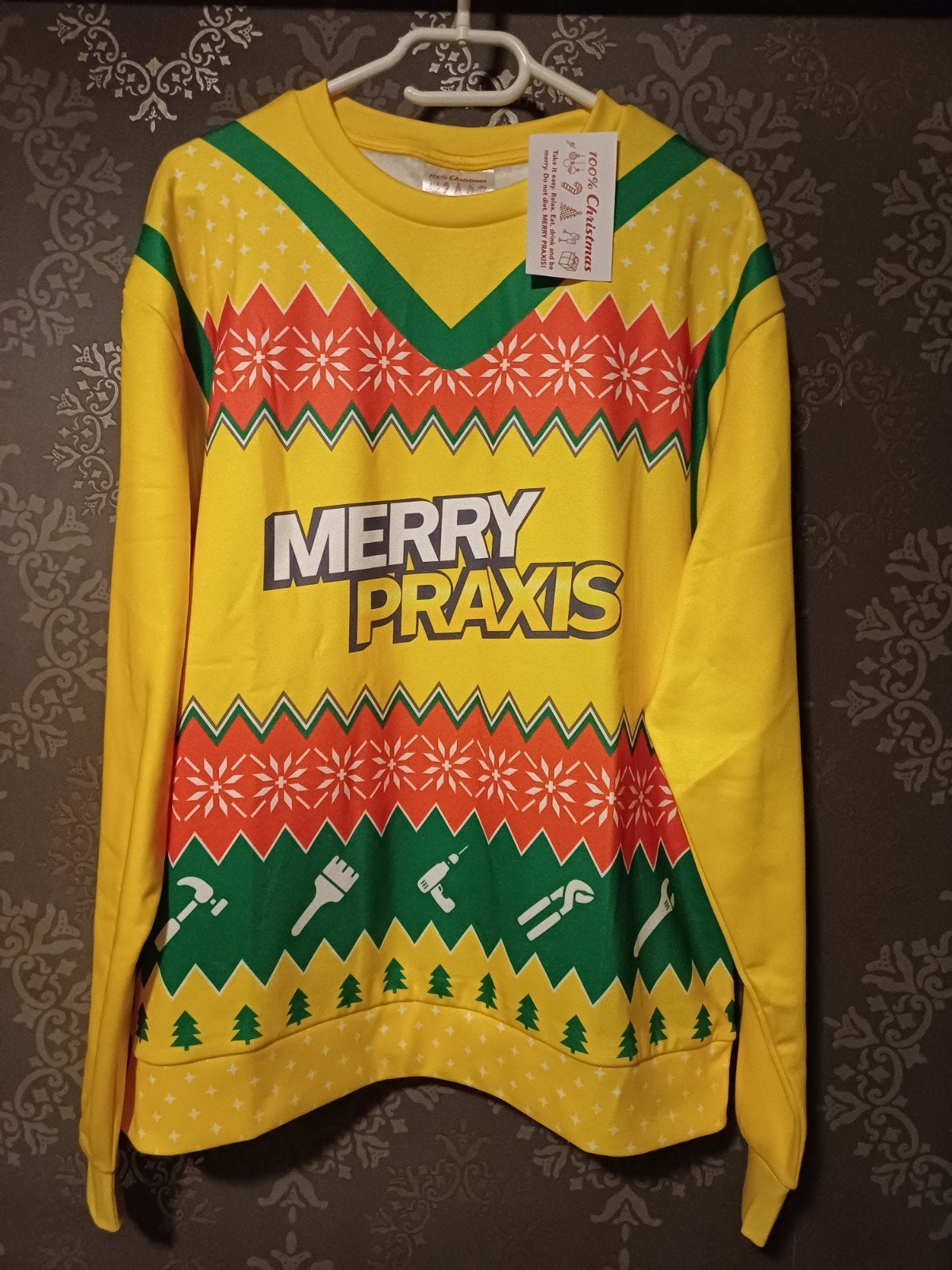Foute Kerst trui XL nieuw! voor de klusser, Praxis, Geel, Ophalen of Verzenden, Maat 56/58 (XL)