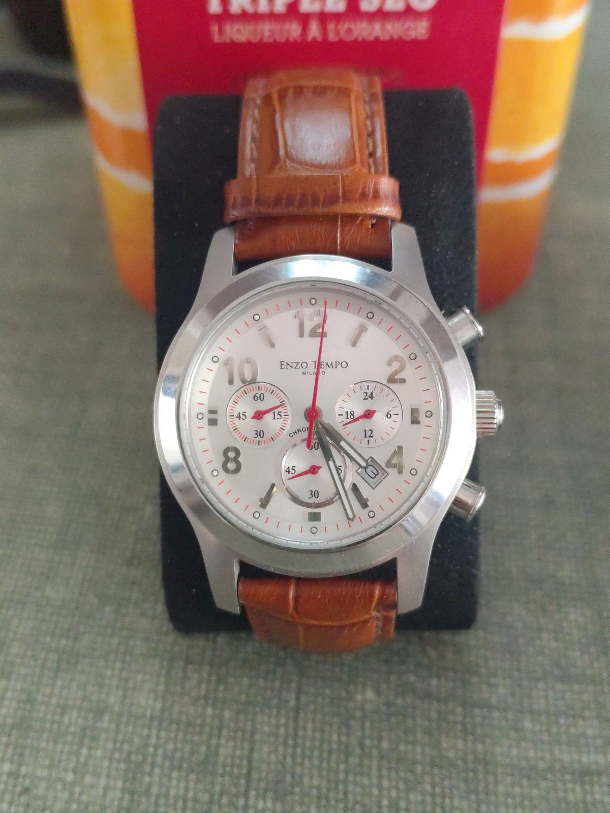 Enzo Tempo Milano Chronograaf Herenhorloge, Ophalen of Verzenden, Zo goed als nieuw, Leer, Overige merken