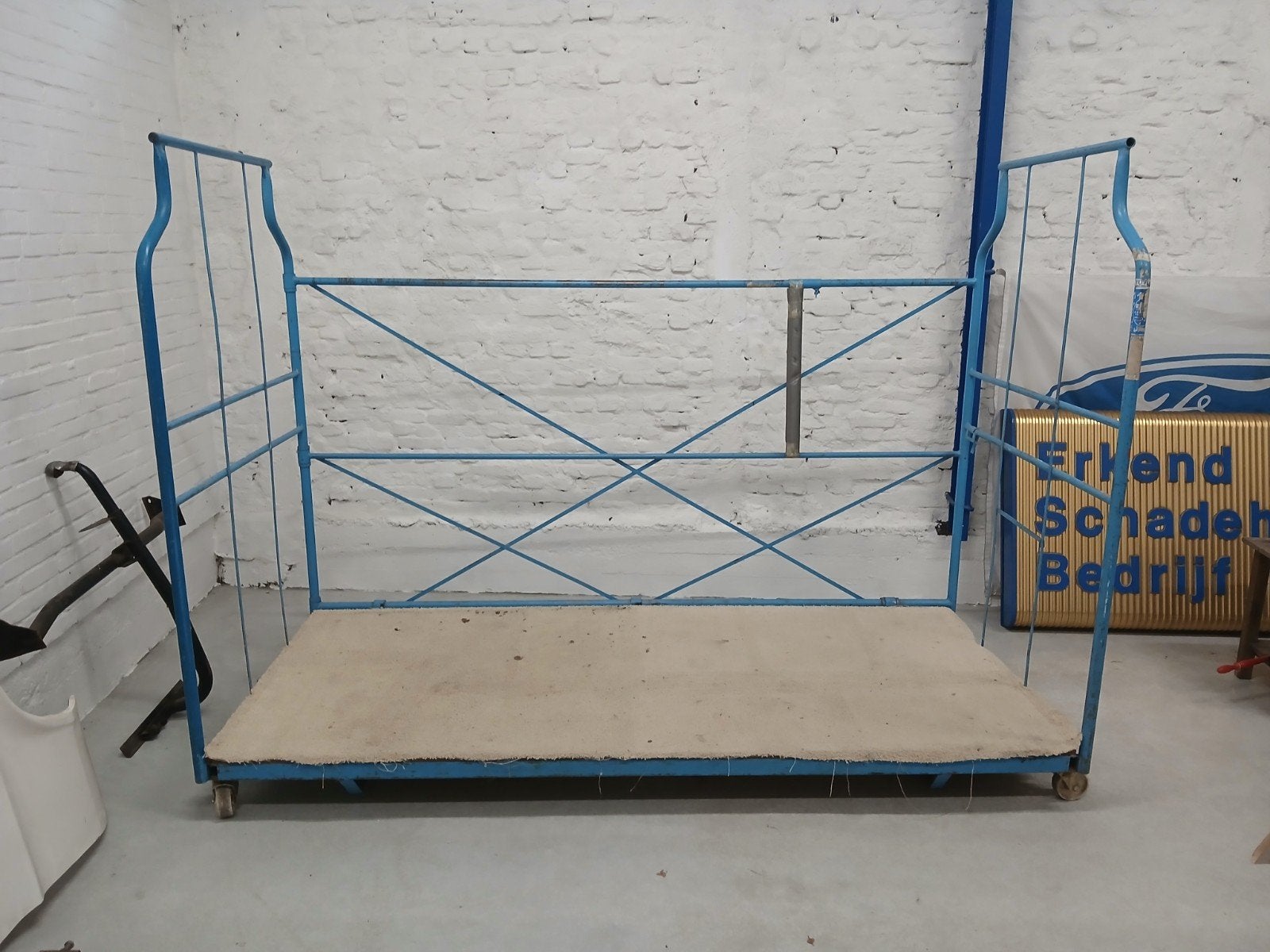 Blauwe transportkar op wielen - 240x110x160 cm, Ophalen
