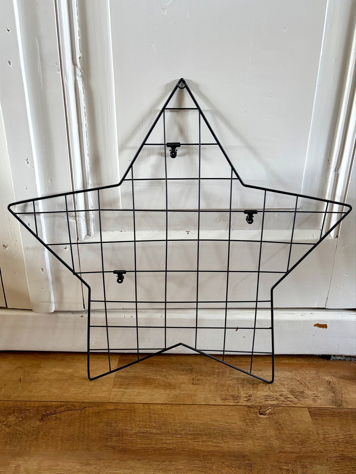Metalen Ster Fotorek Zwart met Knijpertjes - 55x45 cm, Ophalen, Zwart, Zo goed als nieuw, Metaal