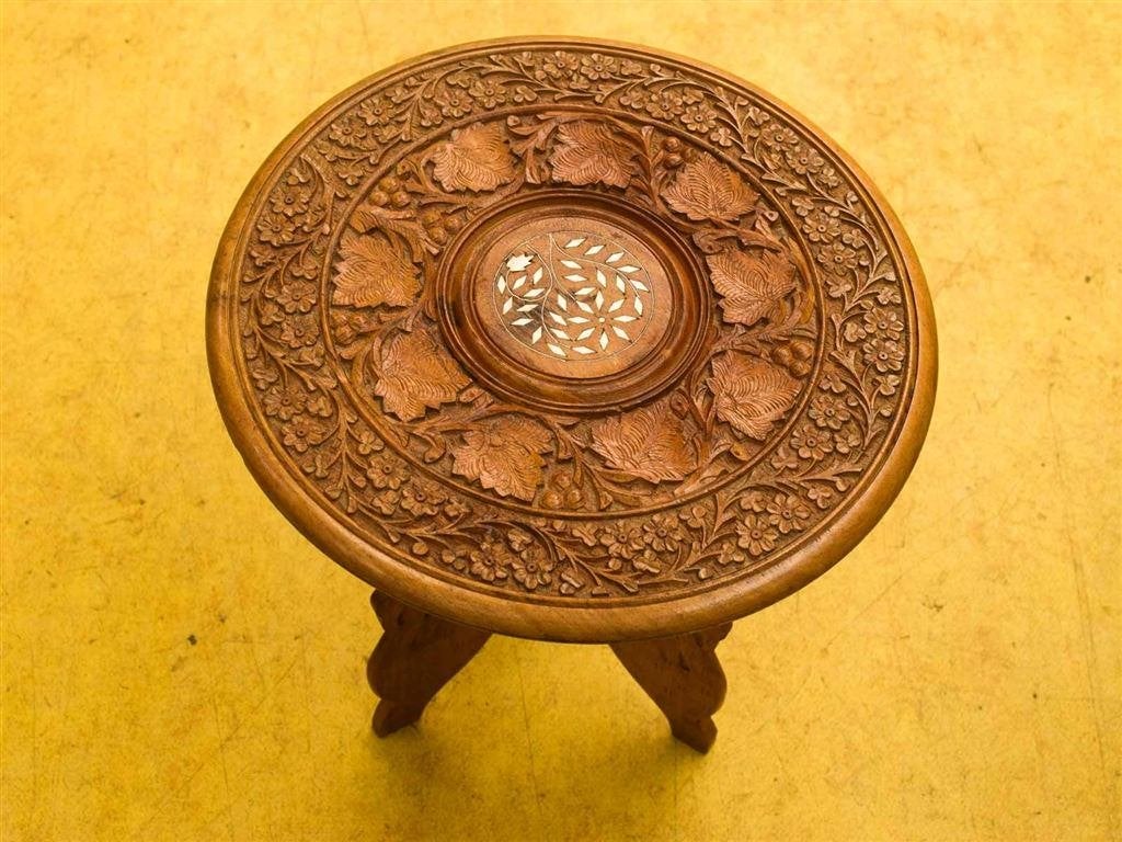 Houten plantentafeltje 51272, Gebruikt, Rond, Ophalen of Verzenden, Aardewerk