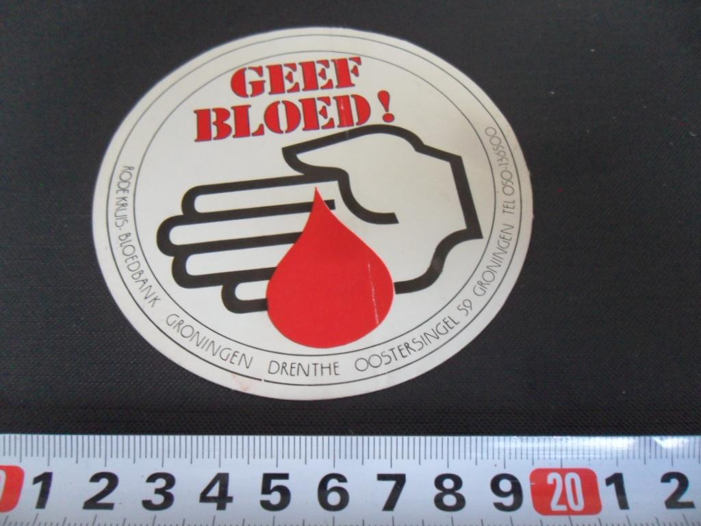 sticker Rode Kruis Bloed Bank Groningen Drenthe GEEF BLOED, Verzamelen, Ophalen, Zo goed als nieuw