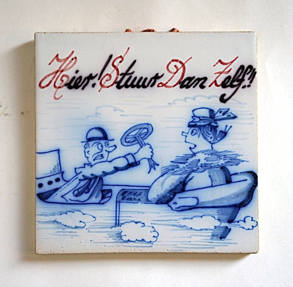 Antieke tegel Spreuktegel Westraven Tegel Kortenhoff 29, Antiek en Kunst, Ophalen of Verzenden