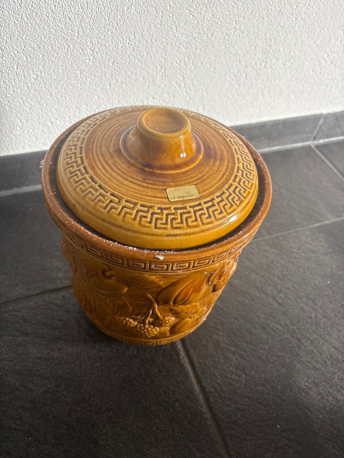 Vintage Rumtopf - Aardewerk Pot met Deksel, Ophalen of Verzenden