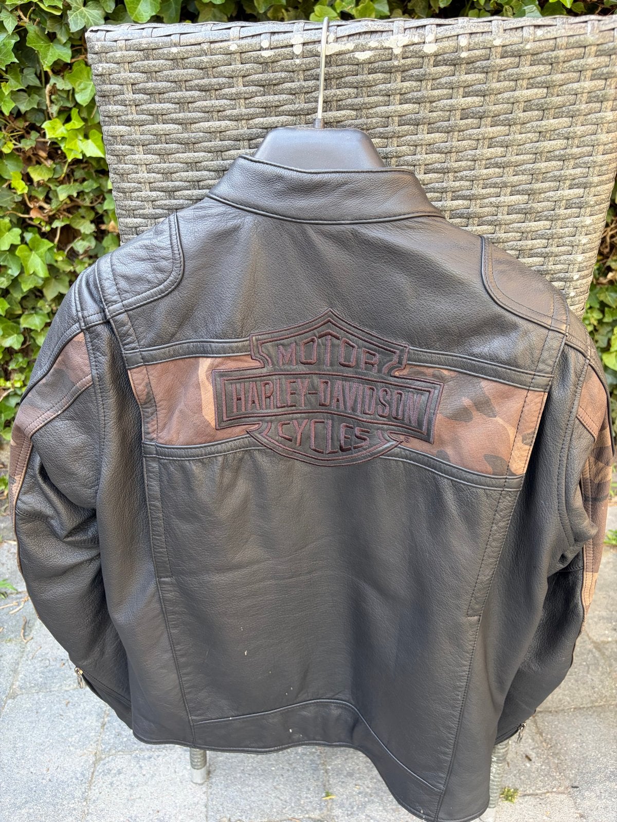 Harley-Davidson Leren Motorjas met Camo Details, Motoren, Ophalen, Tweedehands, Heren, Jas | leer