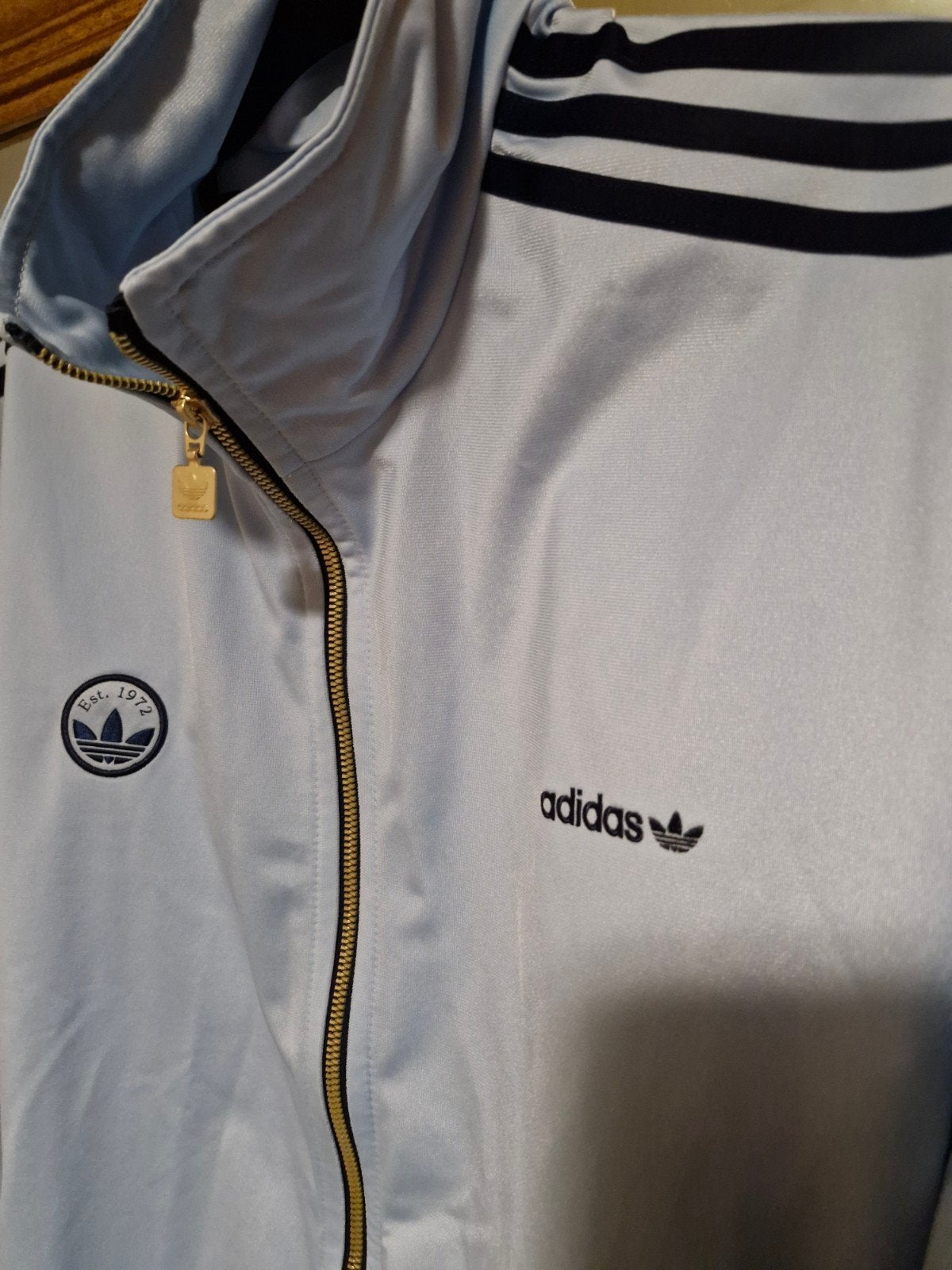 Adidas jack traingsjack lichtblauw XL 42 44, Ophalen of Verzenden, Zo goed als nieuw, Blauw, Overige typen