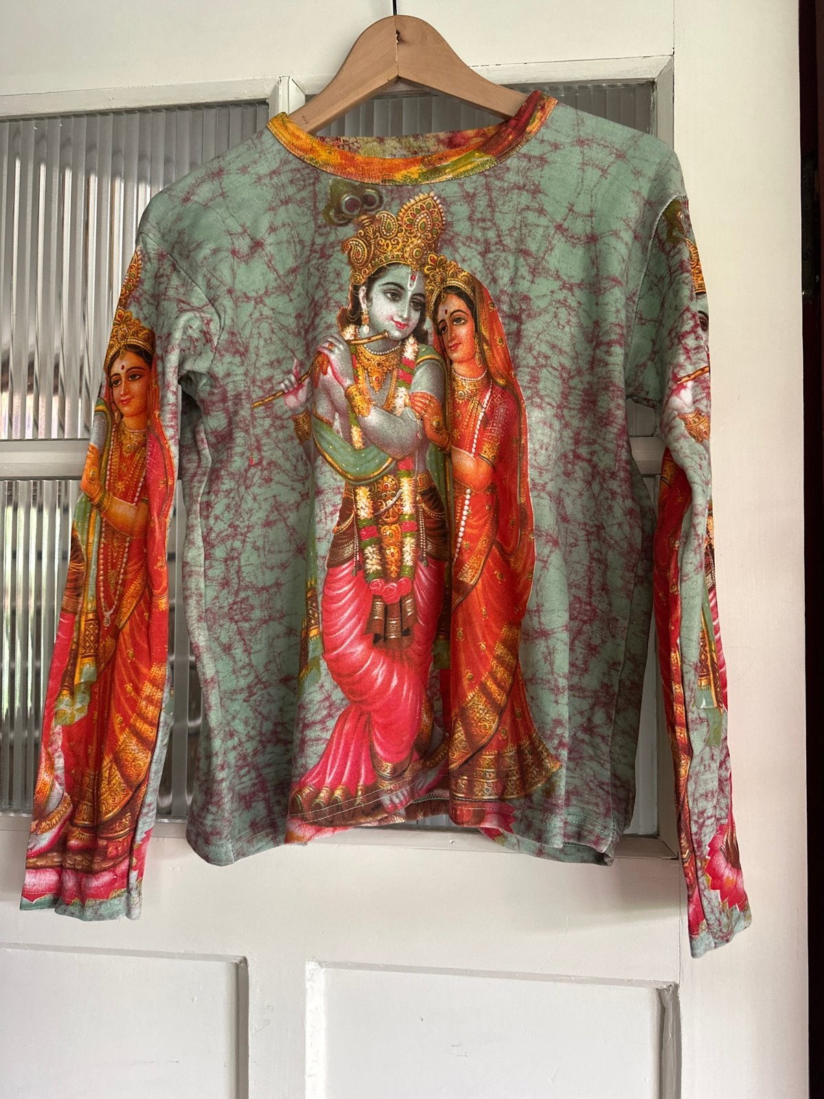 Unieke Batik Shirt met Indiase Godenprint, Maat 38/40 (M), Ophalen of Verzenden, Zo goed als nieuw, Lange mouw