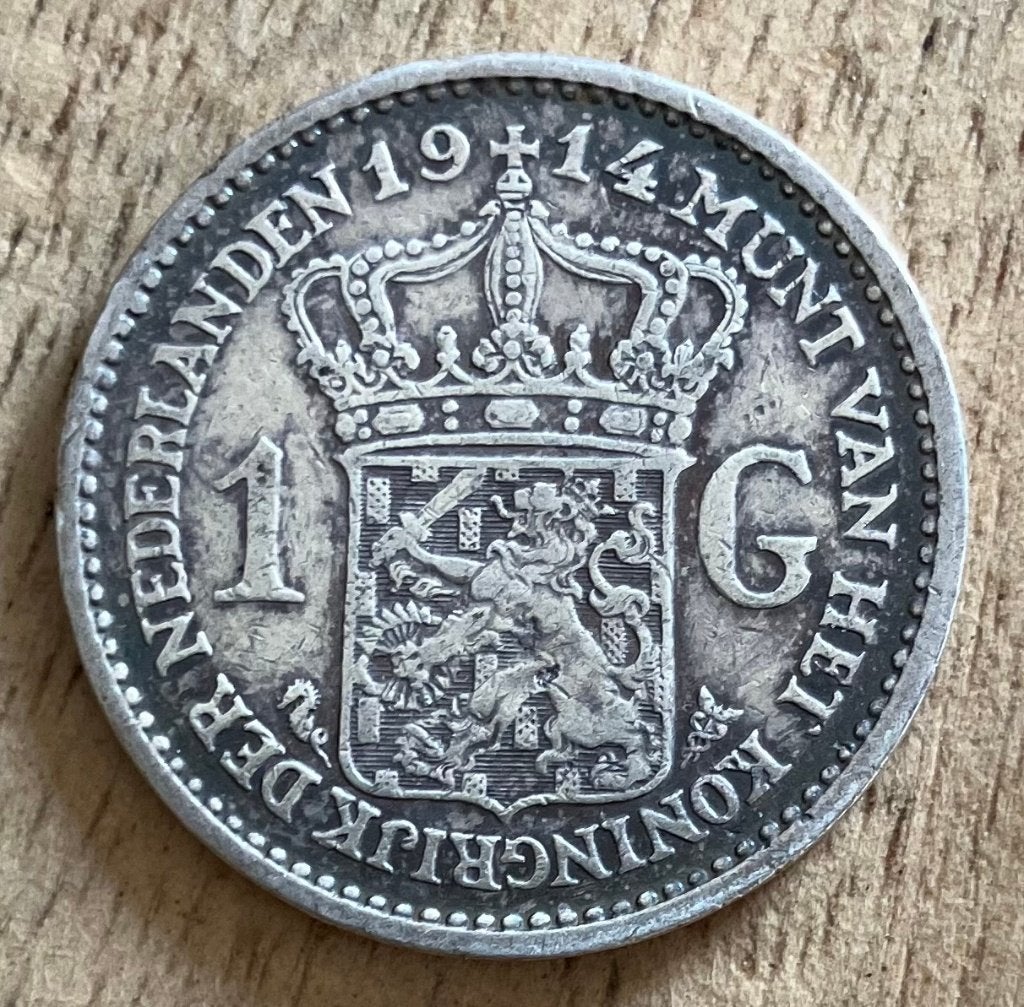 1 gulden 1914 Wilhelmina, Ophalen, 1 gulden, Zilver, Koningin Wilhelmina