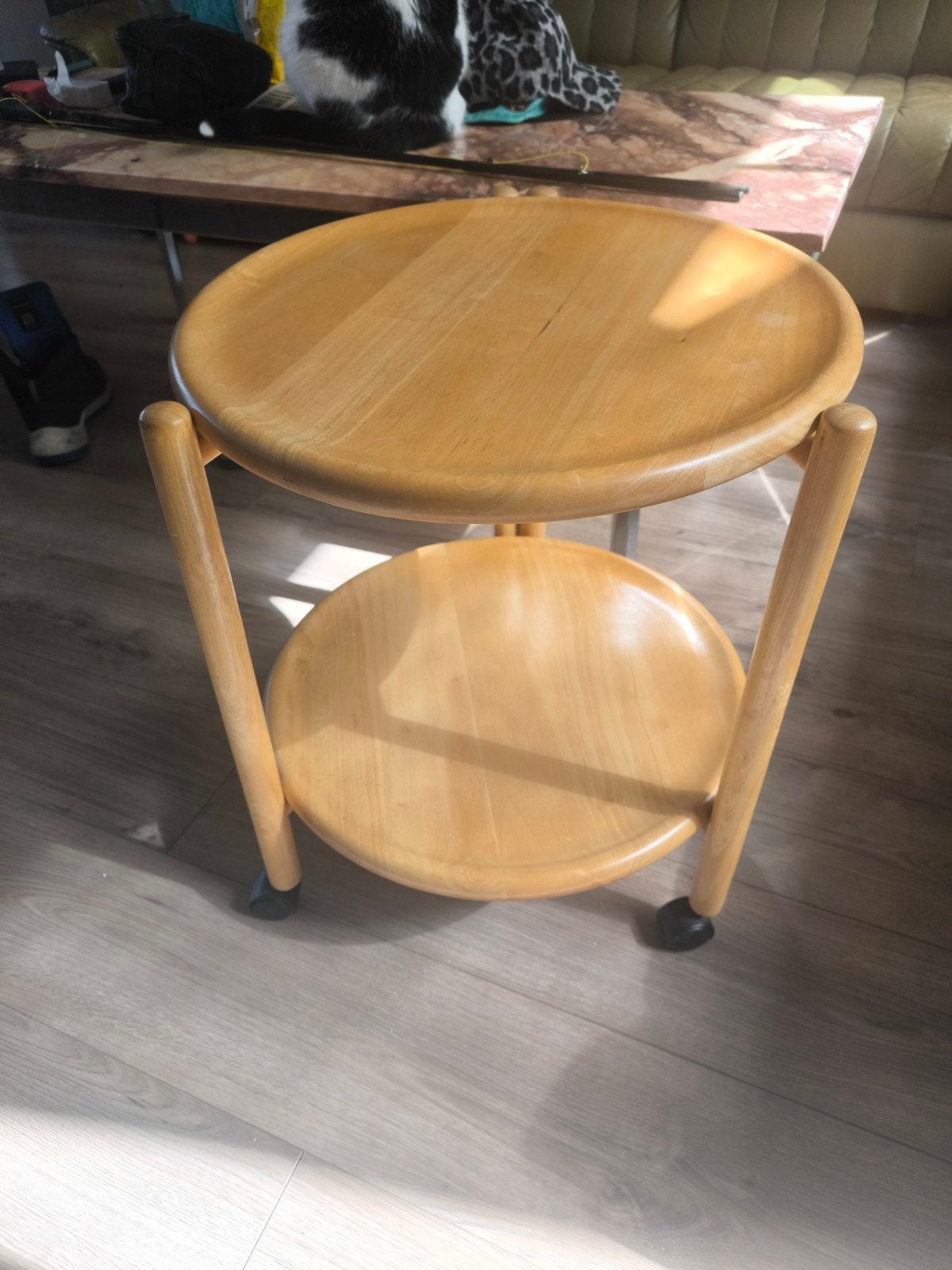Vintage serveerwagen, Huis en Inrichting, 45 tot 60 cm, Minder dan 55 cm, Gebruikt, Rond