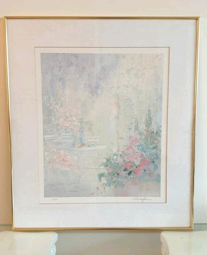 Rob de Haan - Romantische bloemenprint, gesigneerd, gelimite, Antiek en Kunst, Ingelijst, Ophalen, Dieren en Natuur, Offsetdruk