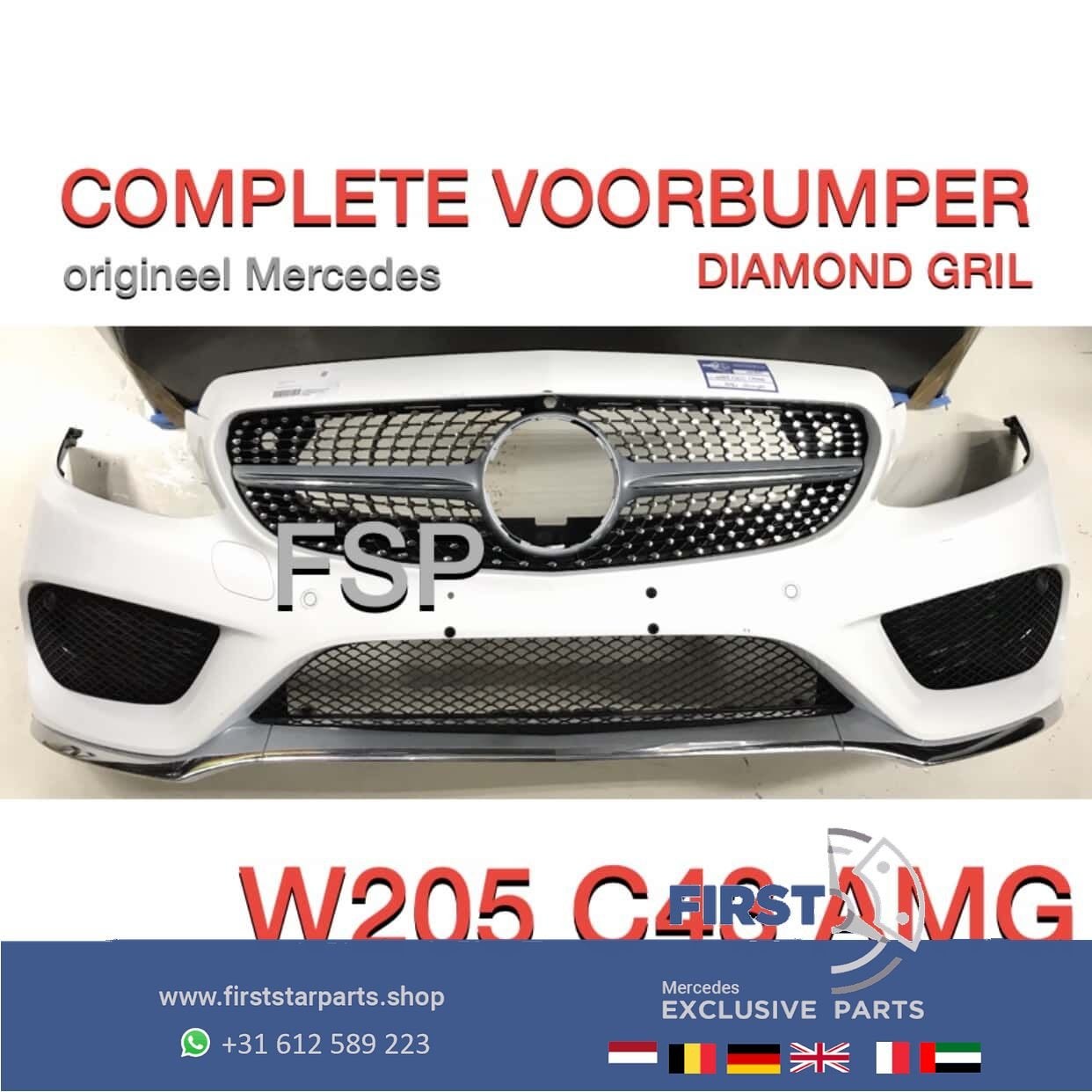 C205 C43 AMG Voorbumper coupé cabrio Mercedes C Klasse COMPL, Gebruikt, -, Voor, Ophalen of Verzenden
