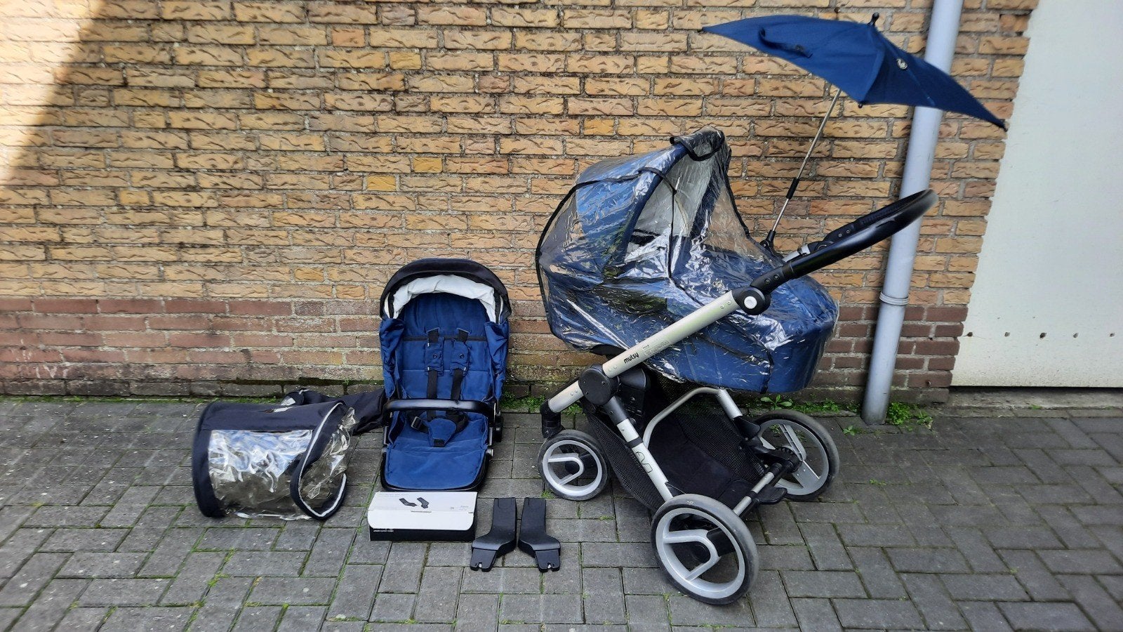 Mutsy Evo kinderwagen met reiswieg, zitje en accessoires, Ophalen, Gebruikt, Combiwagen, Mutsy