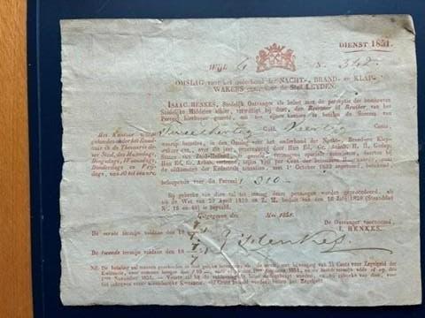 Omslag belasting Nachtwakers Stad Leyden 1851, Ophalen of Verzenden, Gebruikt