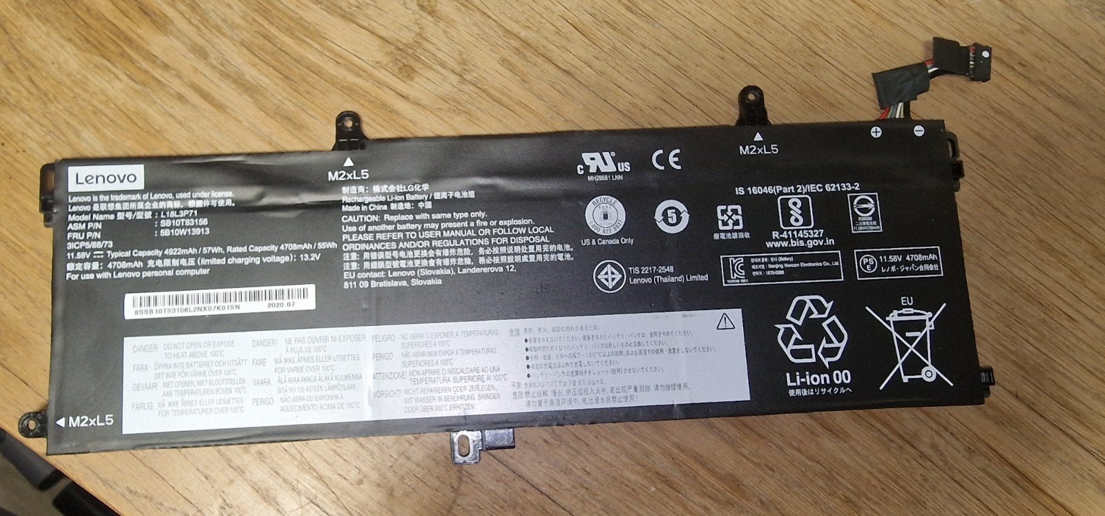 Lenovo laptop accu - 11.58V 4700mAh, Computers en Software, Ophalen of Verzenden, Gebruikt, Lenovo