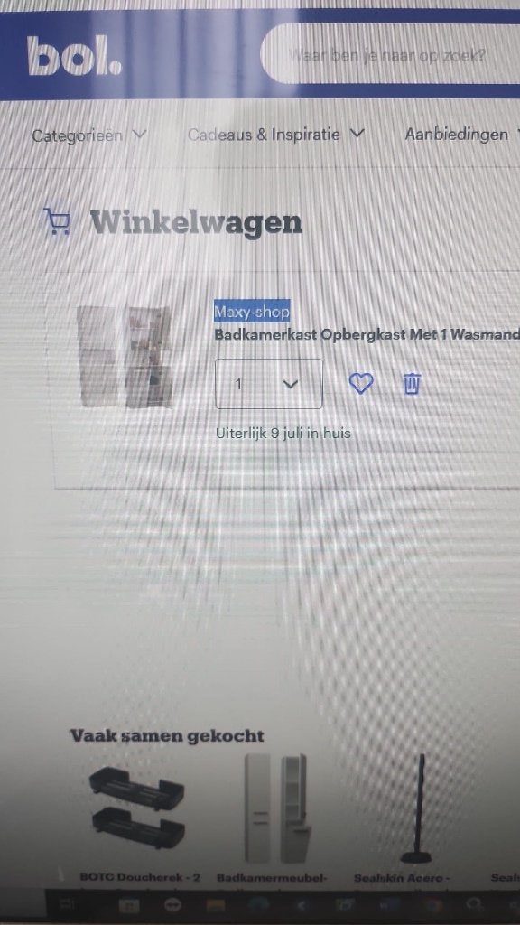 Opbergkast badkamer incl. wasmand  en 3 deuren,, Ophalen, Met klep(pen), 50 tot 100 cm, Zo goed als nieuw