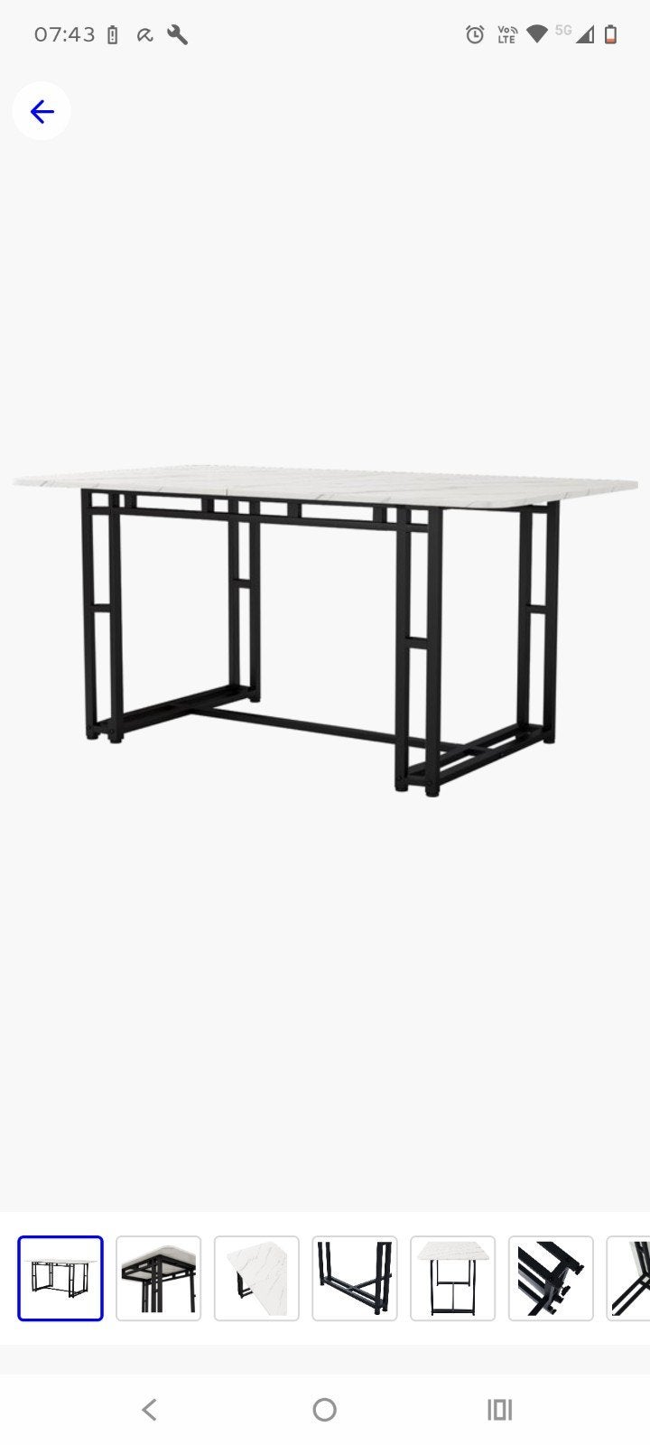 Sweiko Eettafel 120x70cm - Modern & Stijlvol, 100 tot 150 cm, Modern, Industrieel, Overige materialen, Rechthoekig