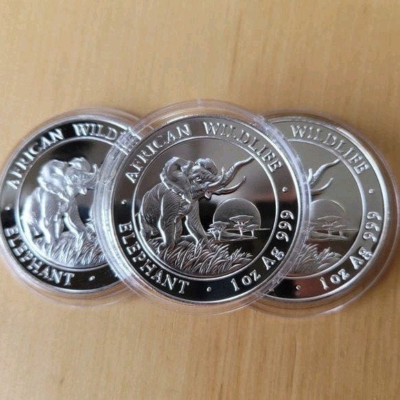 zilver Somalie Elephant 1 oz Ag 999 diverse jaren somalische, Postzegels en Munten, Ophalen of Verzenden, Zilver