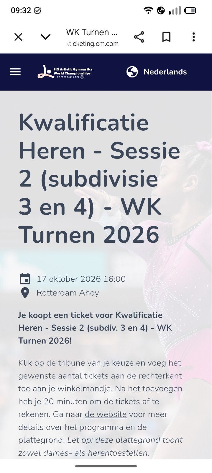 Kaartjes WK turnen Ahoy 17 oktober, Tickets en Kaartjes, Twee personen, Oktober