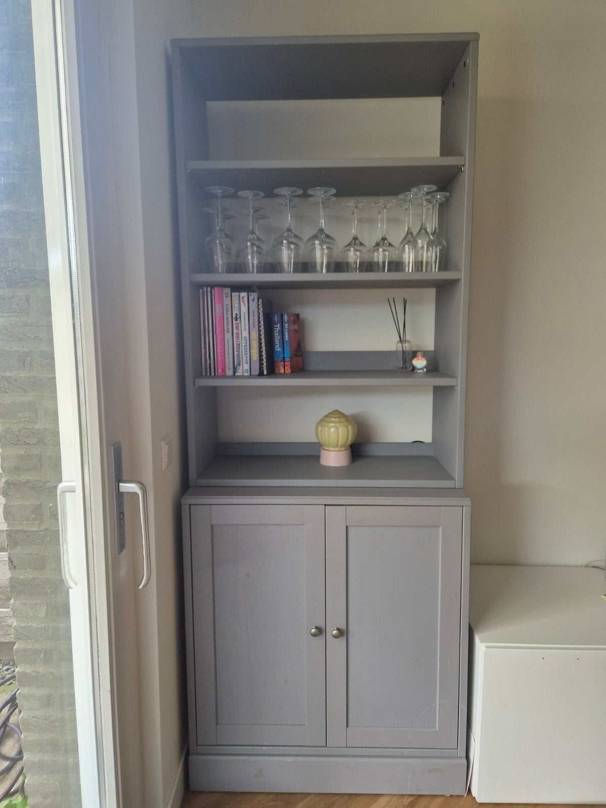 Ikea HAVSTA servieskast / vitrinekast grijs, Ophalen, 50 tot 100 cm, Modern, 150 tot 200 cm