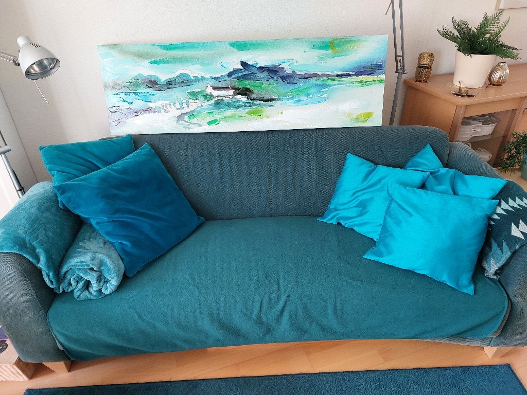 Acrylverf schilderij Kust Blauw/Groen, Ophalen