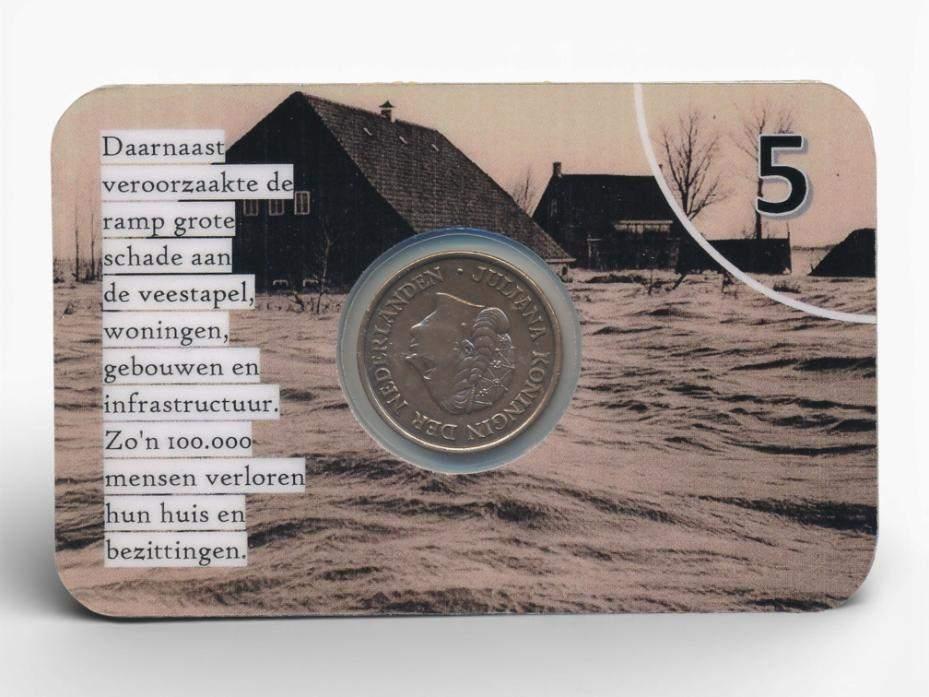 Nederland 5 cent 1953 in Watersnoodramp-coincard 5, Ophalen of Verzenden, Koningin Wilhelmina, 5 cent, Losse munt