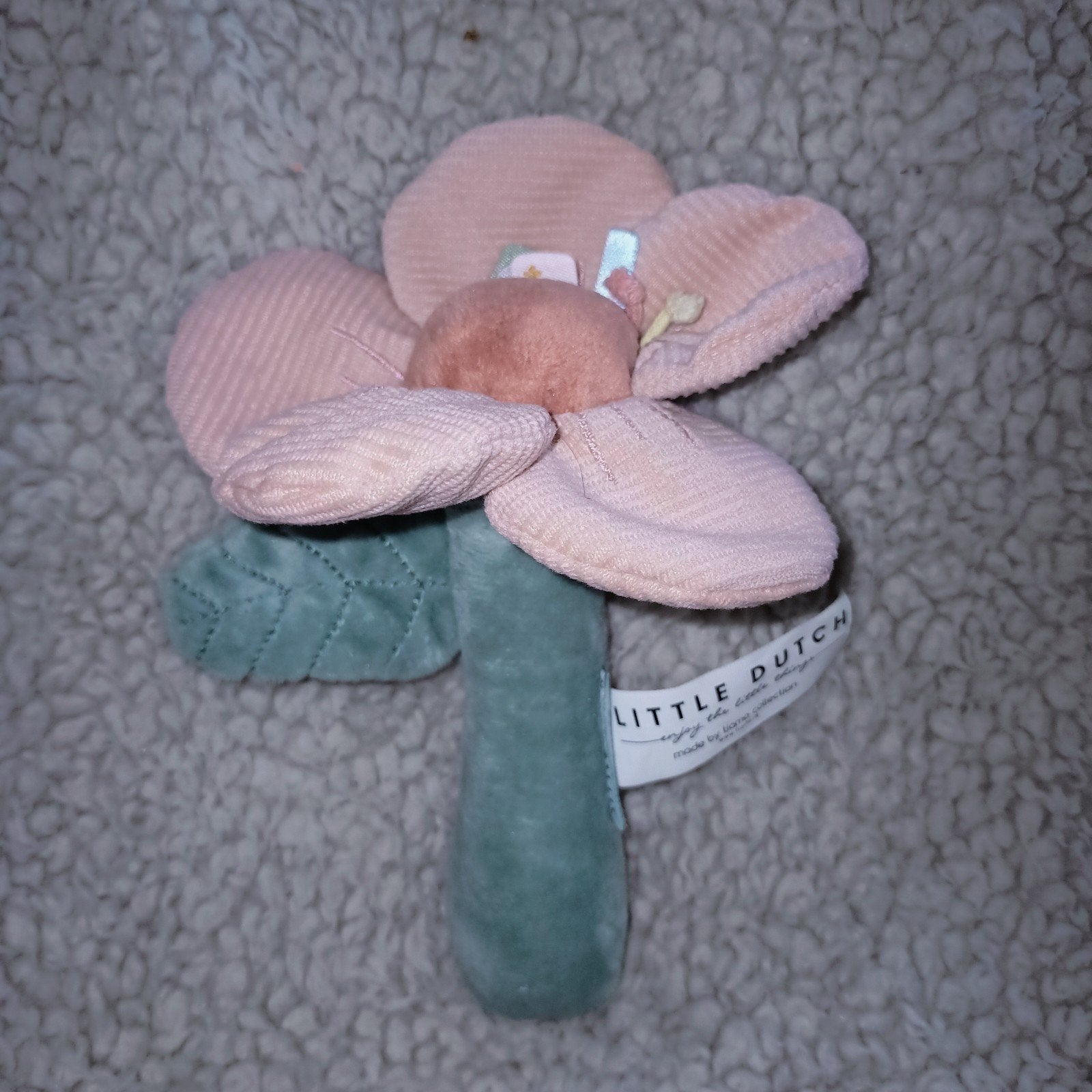 Little dutch, tiamo. Roze groene rammelaar bloem., Kinderen en Baby's, Speelgoed | Knuffels en Pluche, Little Dutch, Overige typen