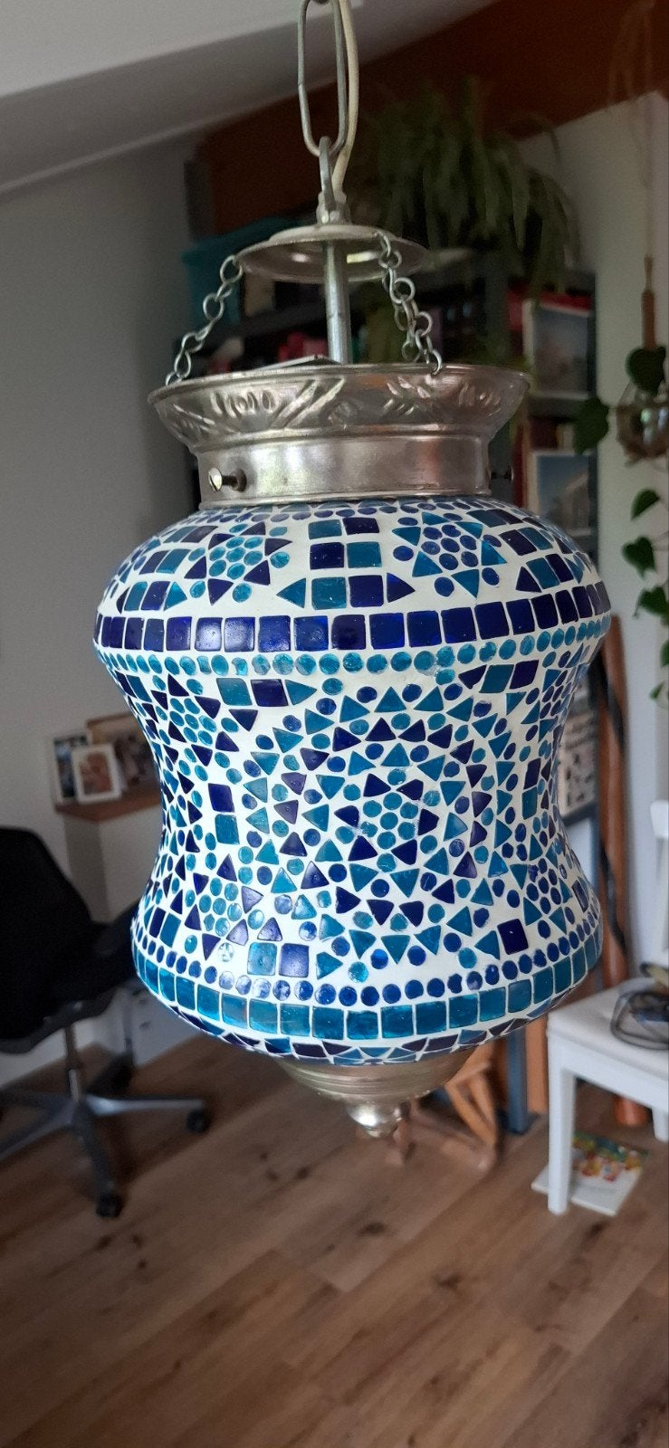 Marokkaanse mozaïek hanglamp, Huis en Inrichting, Gebruikt, Glas, Oosters, Bohemien, E27 (groot)
