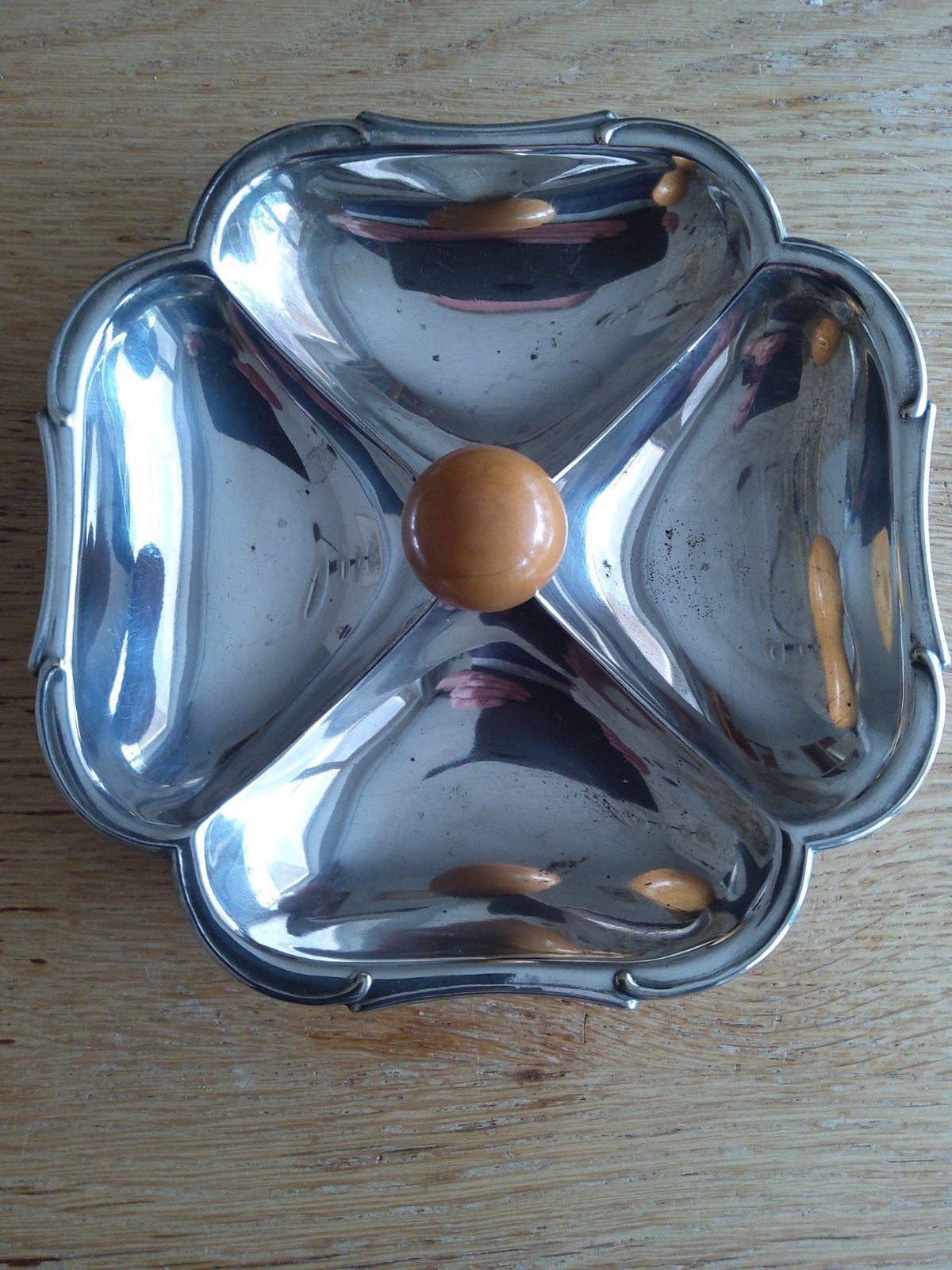 Vintage verzilverde serveerschaal met 4 vakken, Ophalen of Verzenden