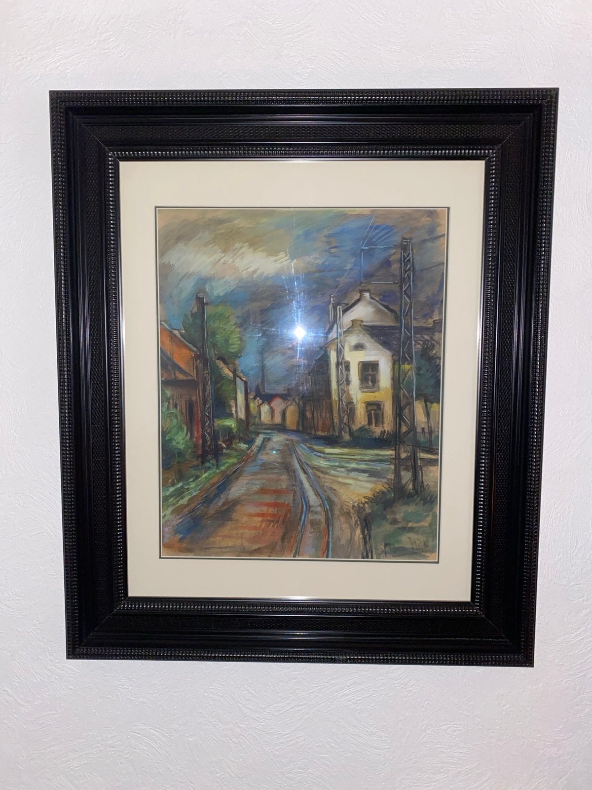 Schilderij: Dorpsgezicht met spoorlijn, Antiek en Kunst, Ophalen, Paneel, Realistisch, Gesigneerd