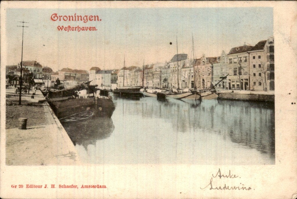 Groningen - Westerhaven - Schepen aan kade, Ophalen of Verzenden, Voor 1920, Gelopen, Groningen
