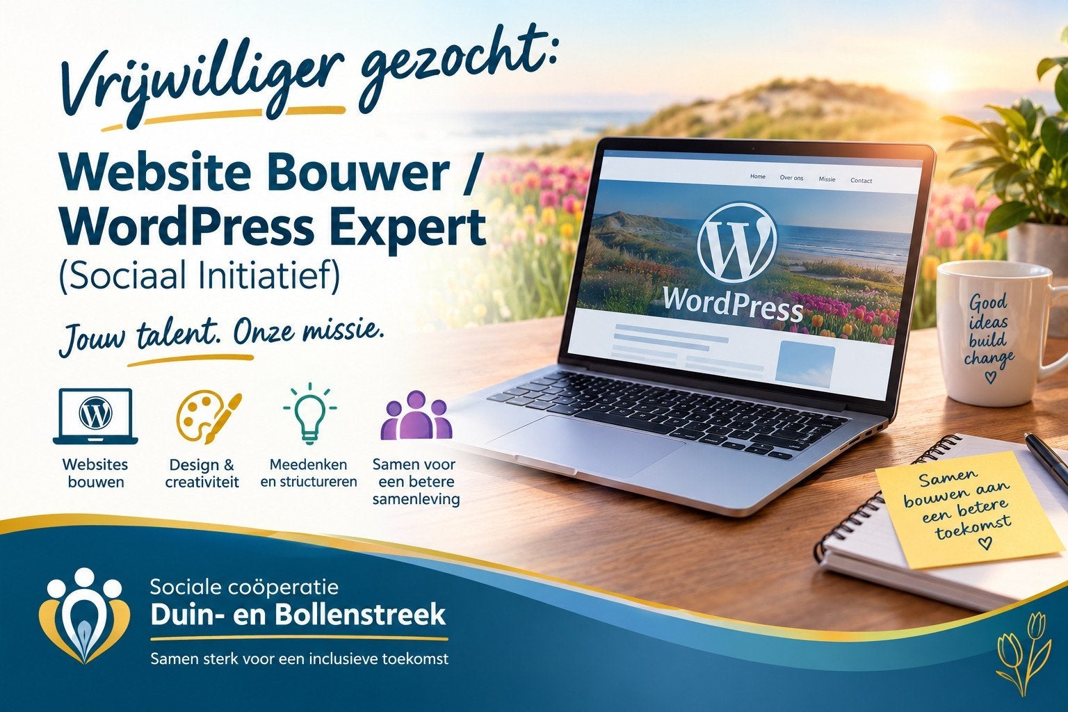 Vrijwilliger gezocht: Website Bouwer / WordPress Expert, Vacatures, Overige uren, Overige niveaus, Starter, Overige vormen