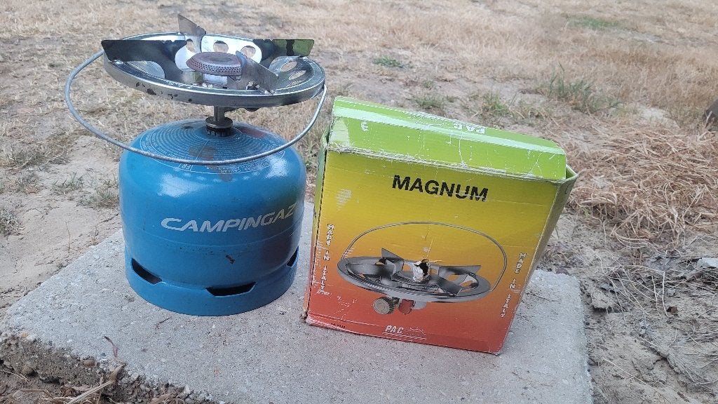 Campingaz gasfles met Magnum kookbrander, Ophalen, Gebruikt