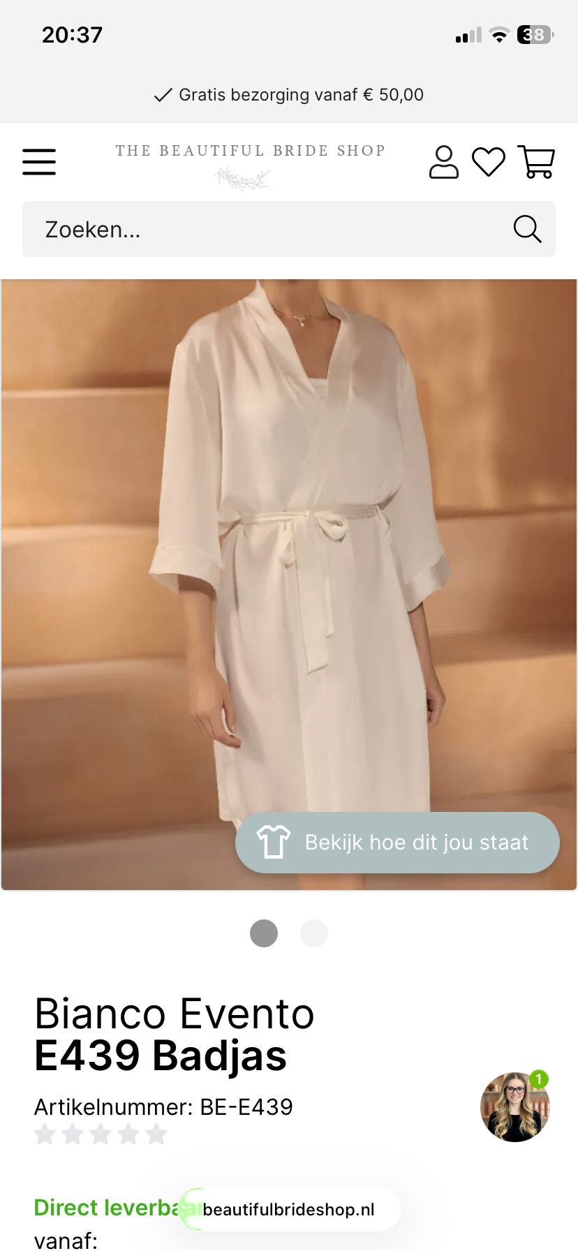Bianco Evento E439 Badjas / Kimono - Nieuw, Ophalen of Verzenden, Nieuw, Wit, Accessoires