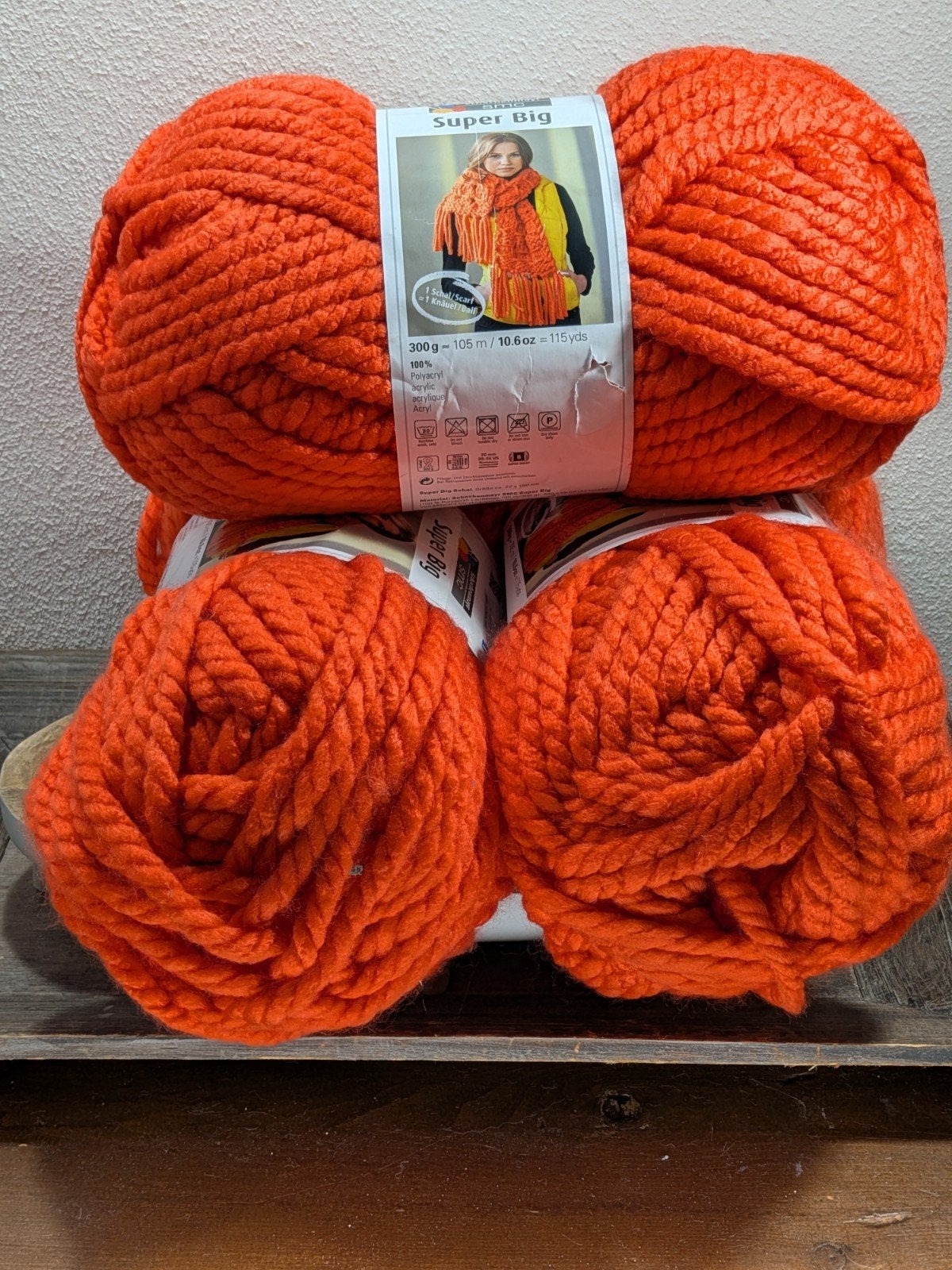 set van 3 bollen Schachenmayr Super Big garen oranje, Ophalen of Verzenden, Nieuw, Breien of Haken, Wol of Garen