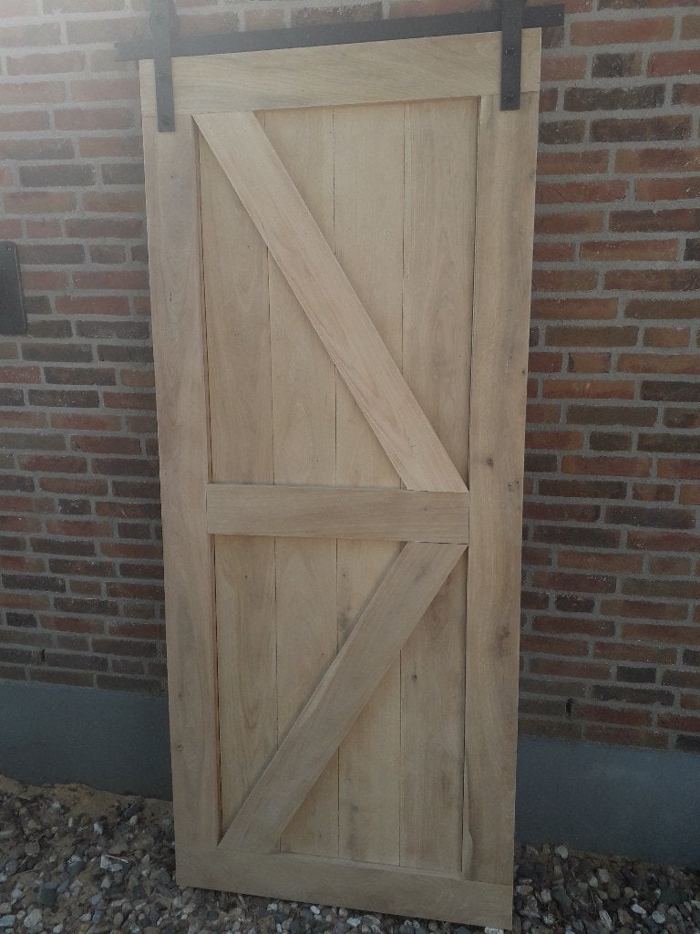 Massief eiken Barndeur, Doe-het-zelf en Verbouw, 80 tot 100 cm, 215 cm of meer, Binnendeur, Ophalen of Verzenden