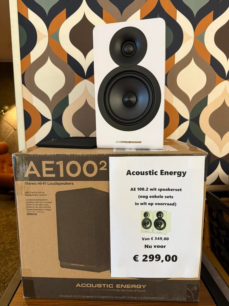 Acoustic Energy AE100.2, nieuw, wit, nog enkele sets, Audio, Tv en Foto, Luidsprekers, Contact@vintageaudiobreda.nl, Bosschendijk 193b, Oudenbosch