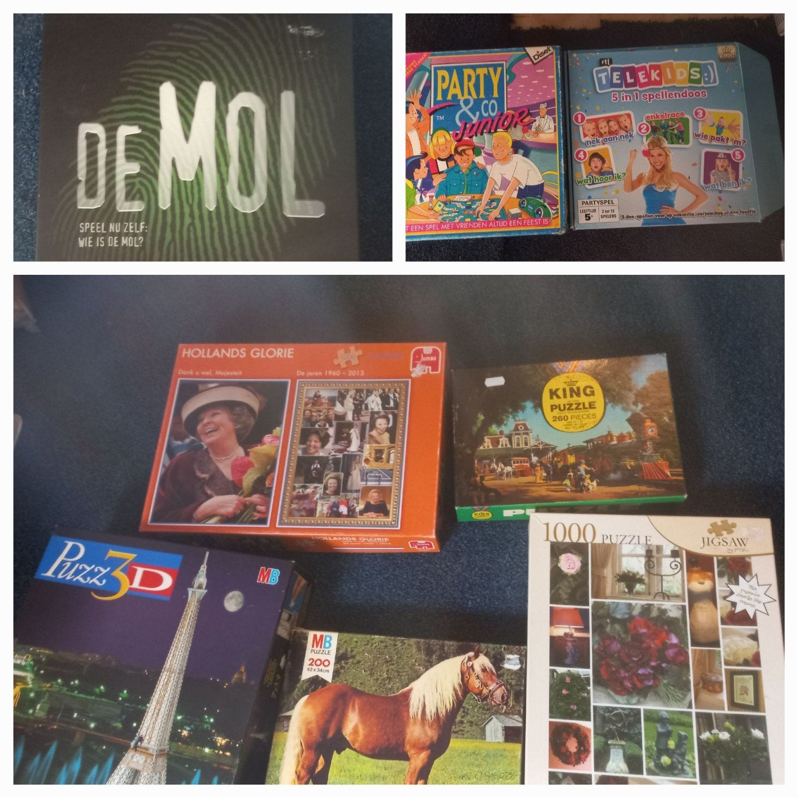 Diverse Puzzels en Spellen: De Mol, Party & Co, Telekids, Hobby en Vrije tijd, Denksport en Puzzels, Ophalen of Verzenden, Minder dan 500 stukjes