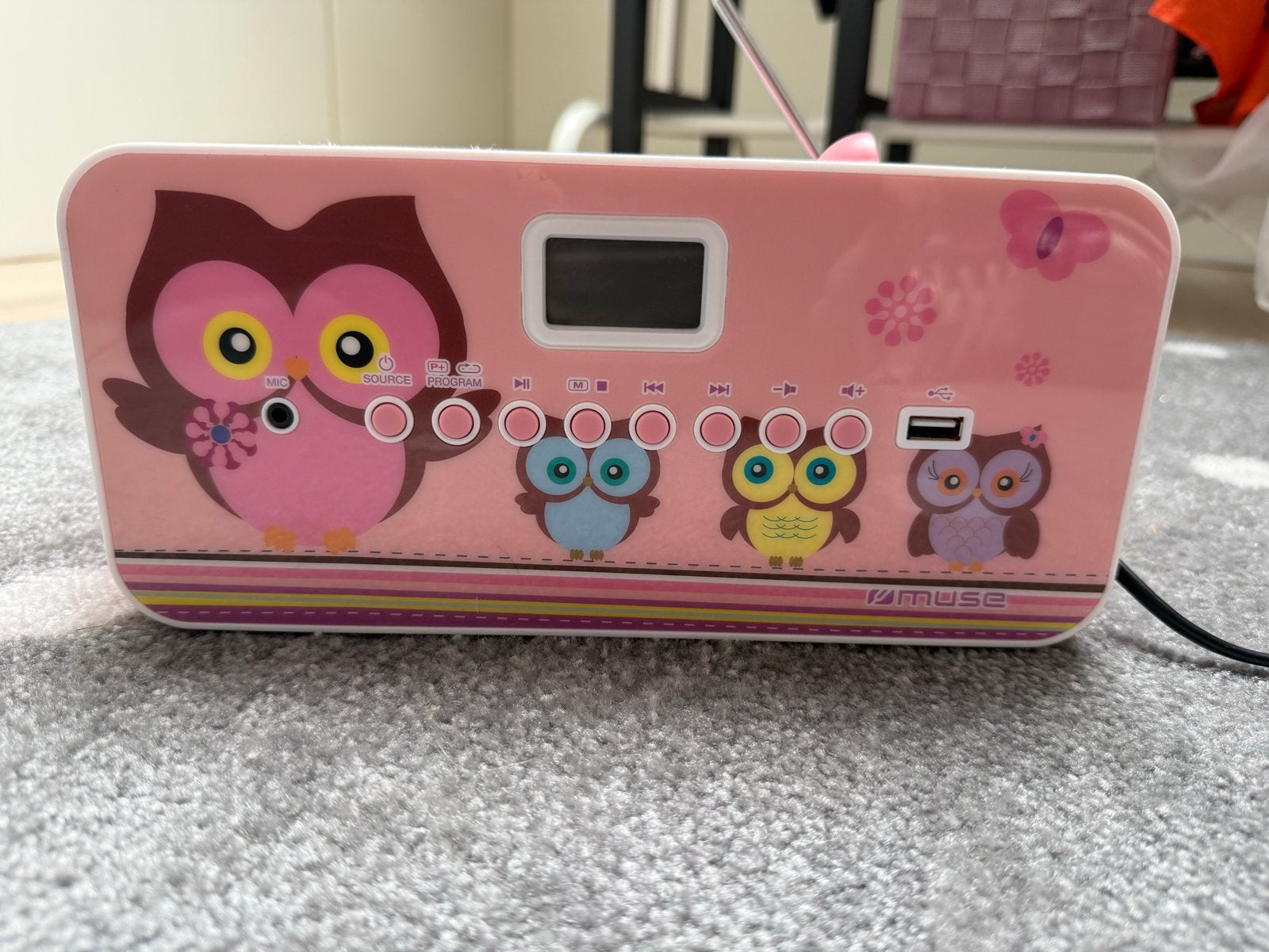 Roze Muse Portable Radio CD/MP3 Speler met Microfoon, Ophalen of Verzenden, Gebruikt, Speler