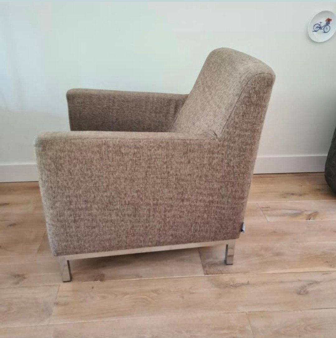 Topform fauteuil stof + RVS, Huis en Inrichting, Fauteuils, Ophalen, Gebruikt, Minder dan 75 cm, Stof