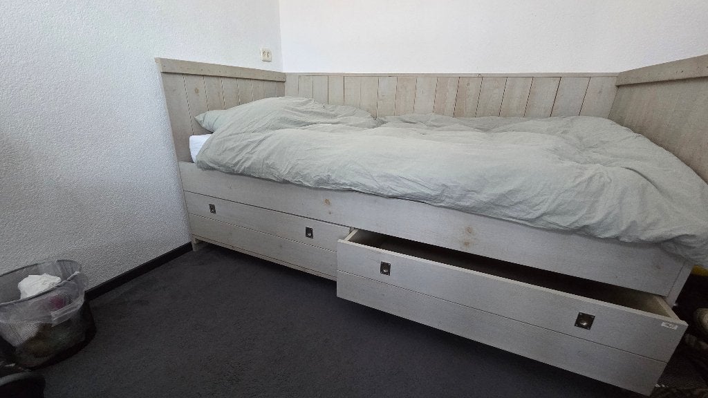 Eenpersoonsbed met lades - 200x90 cm, 85 tot 100 cm, Gebruikt, 180 cm of meer, Ophalen