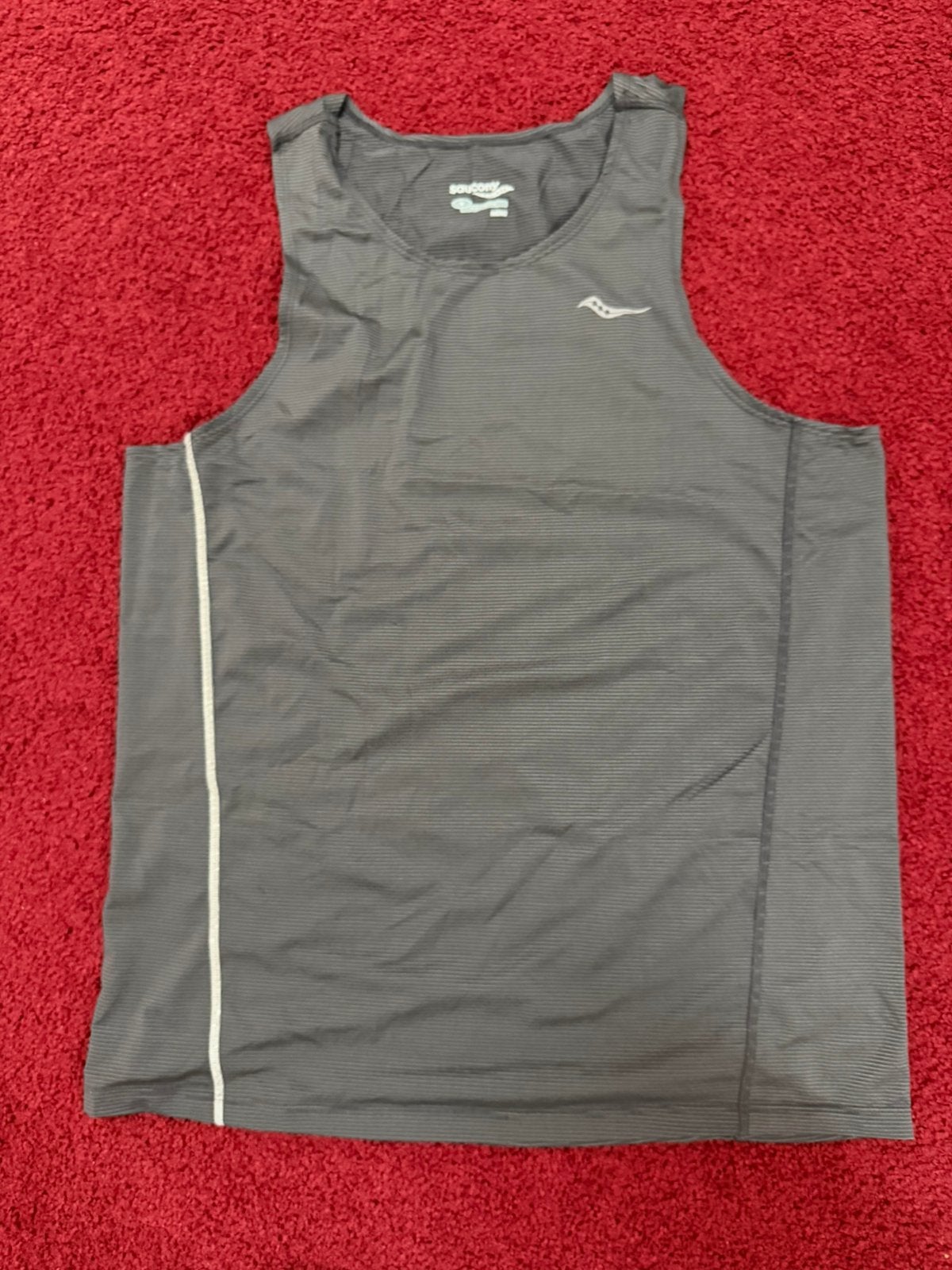 Saucony singlet. Maat M., Kleding | Heren, Sportkleding, Hardlopen of Fietsen, Grijs, Gedragen, Verzenden