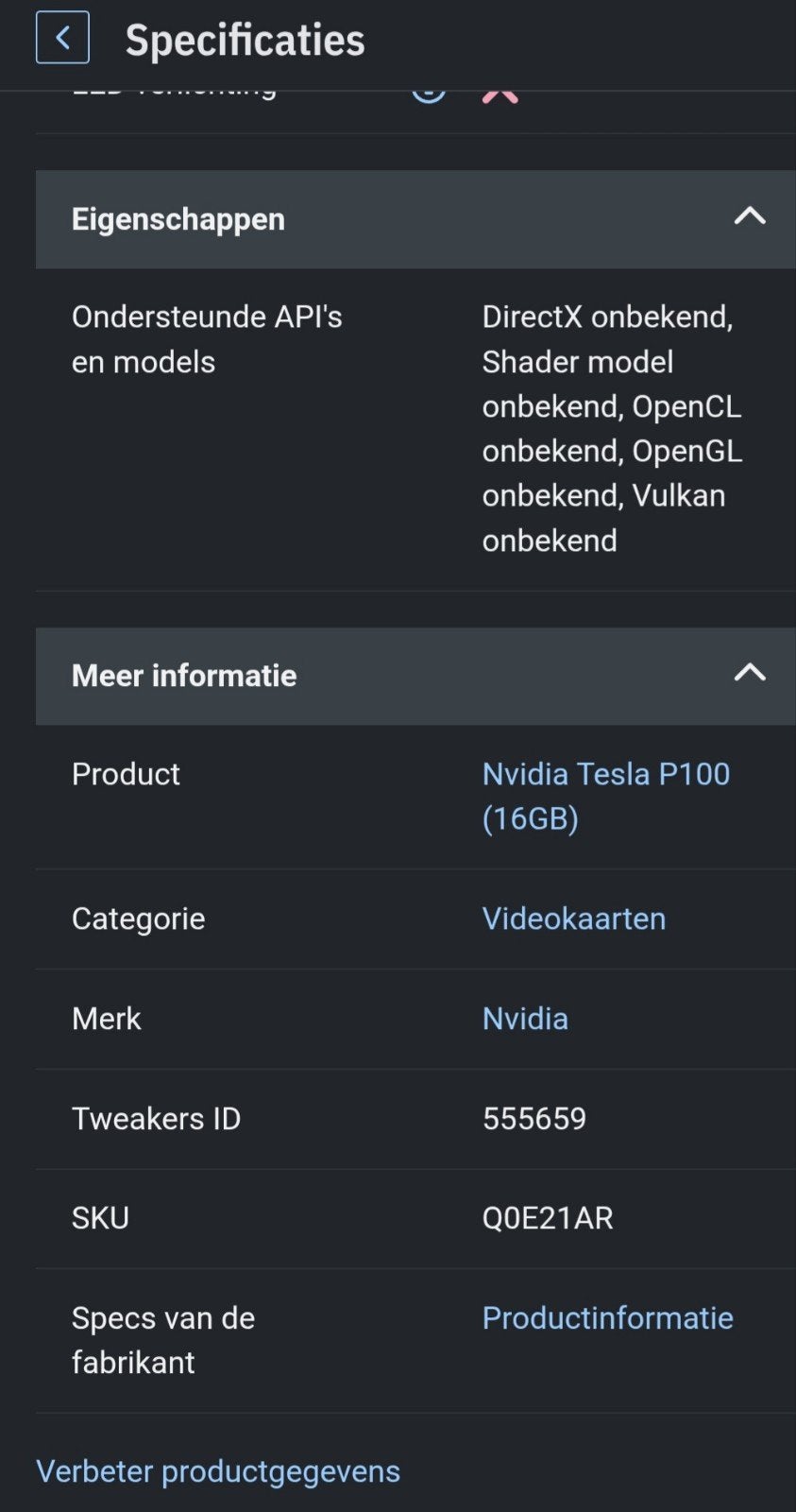 Nvidia Tesla P100 16GB HBM2 GPU - Zo goed als nieuw, PCI-Express 3, Overige soorten, Ophalen of Verzenden, Zo goed als nieuw
