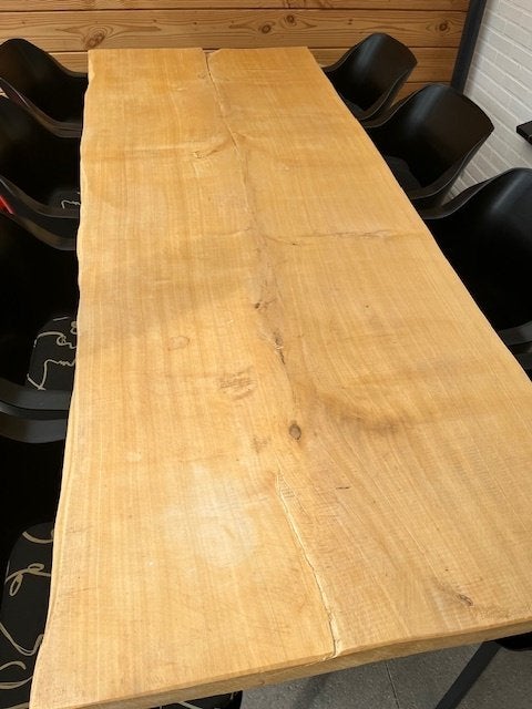 boomstamtafel, Huis en Inrichting, Tafels | Eettafels, 200 cm of meer, 50 tot 100 cm, Zo goed als nieuw, Vijf personen of meer