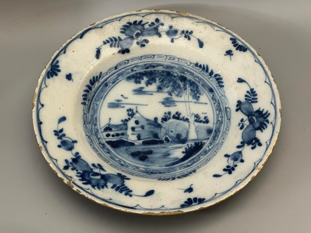 18e-eeuws antiek Delfts blauw bord, Ophalen of Verzenden