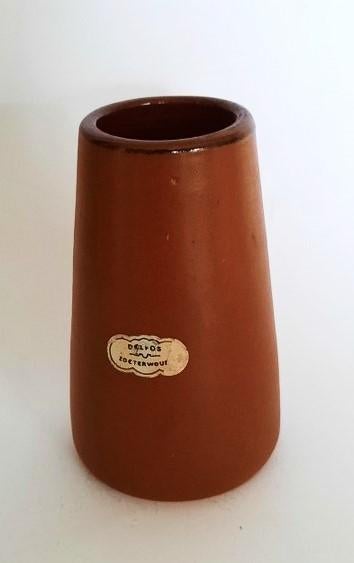 Vintage Design vaasje Gebr. Delfos Zoeterwoude – Terracotta, Ophalen, Overige kleuren, Aardewerk of Porselein, Zo goed als nieuw